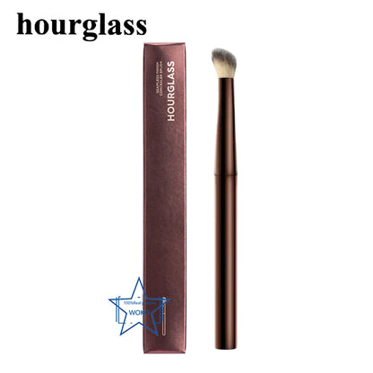 Hourglass Concealer Brush Synthetic Hair Angled Concealer Brush Eye Concealer Blending Brush Brown Metal Handle Makeup Tool