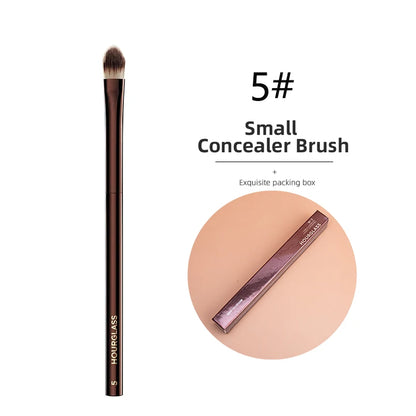 Hourglass Concealer Brush Synthetic Hair Angled Concealer Brush Eye Concealer Blending Brush Brown Metal Handle Makeup Tool