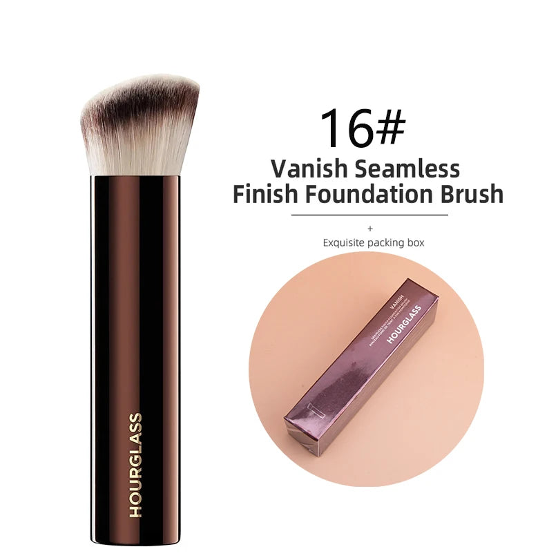 Hourglass Concealer Brush Synthetic Hair Angled Concealer Brush Eye Concealer Blending Brush Brown Metal Handle Makeup Tool