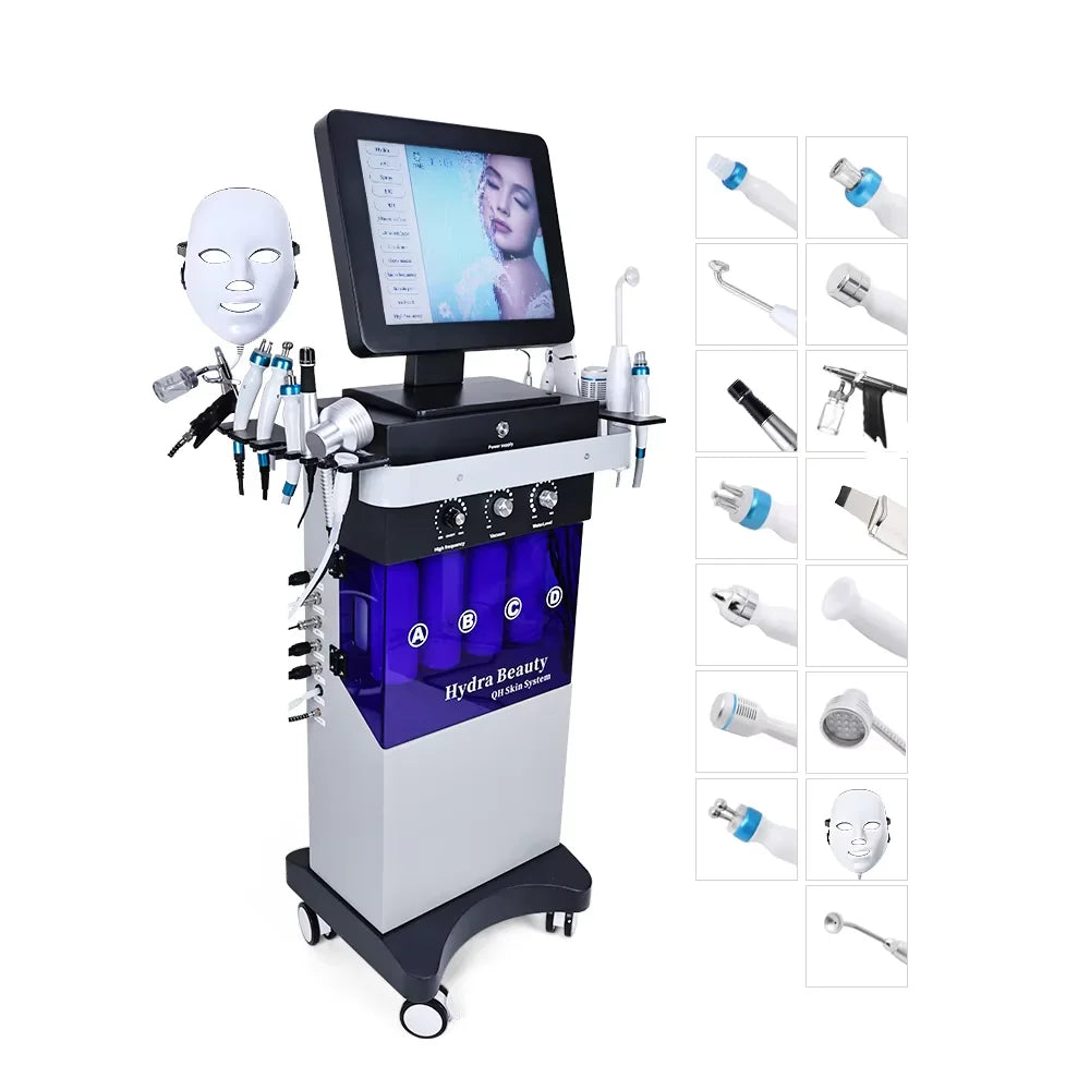 Hydro oxygen co2 bubble hydrodermabrasion facial machine hydra dermabrasion facial machine 15 in 1 Hydra Beauty Facial Machine