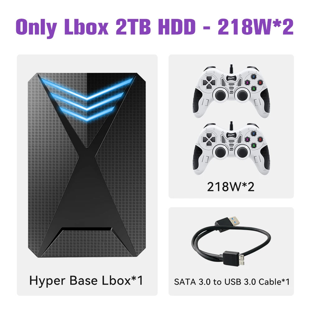 Hyper Base Lbox 2TB Game Hard Drive built-in 4200+ 3D&PC Games For PS4/PS3/PS2/Switch/GameCube/DC/Wii/Wiiu Plug&Play For WIN PC