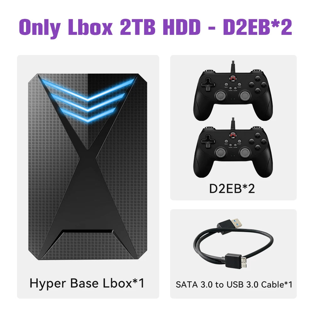 Hyper Base Lbox 2TB Game Hard Drive built-in 4200+ 3D&PC Games For PS4/PS3/PS2/Switch/GameCube/DC/Wii/Wiiu Plug&Play For WIN PC