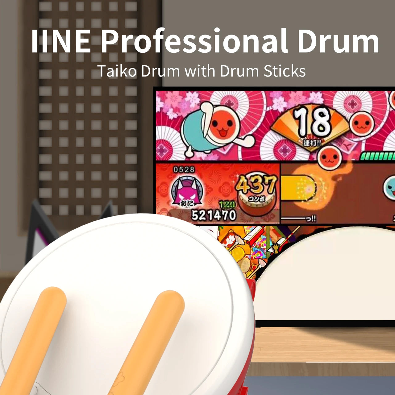 IINE Taiko Drum Master Compatible Nintendo Switch/Lite/OLED