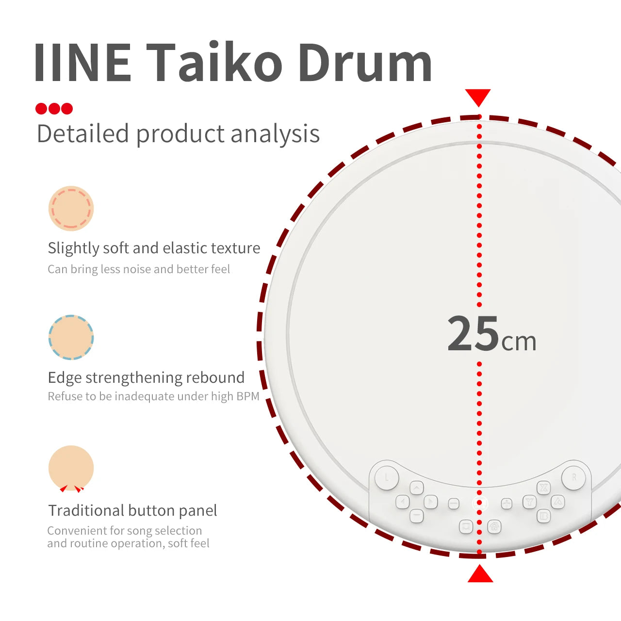 IINE Taiko Drum Master Compatible Nintendo Switch/Lite/OLED