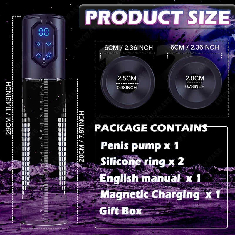 GtoozaIPX7 Waterproof Electric Penis Erection Enlargement Automatic Vacuum Pump 4 Suction Masturbating Sex Toy  Men