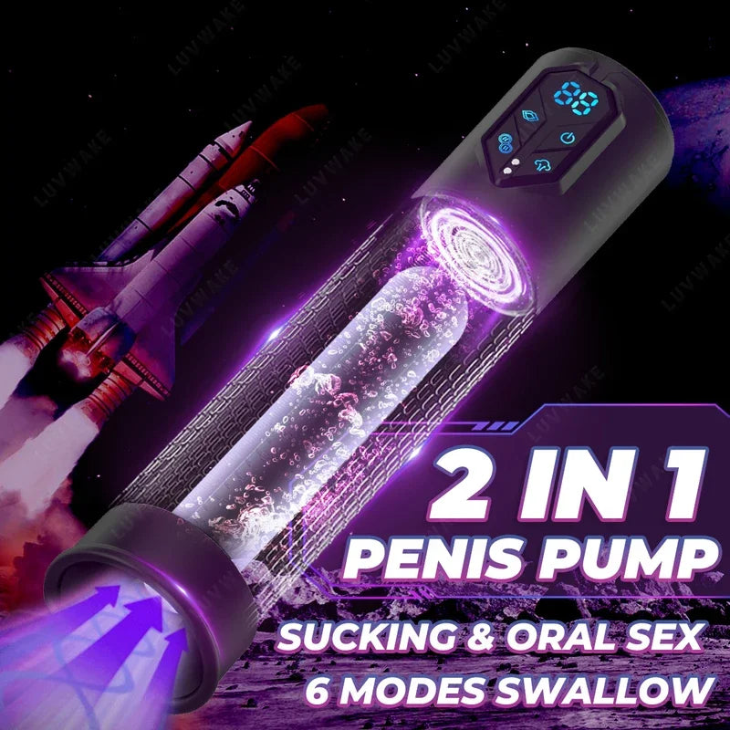 GtoozaIPX7 Waterproof Electric Penis Erection Enlargement Automatic Vacuum Pump 4 Suction Masturbating Sex Toy  Men