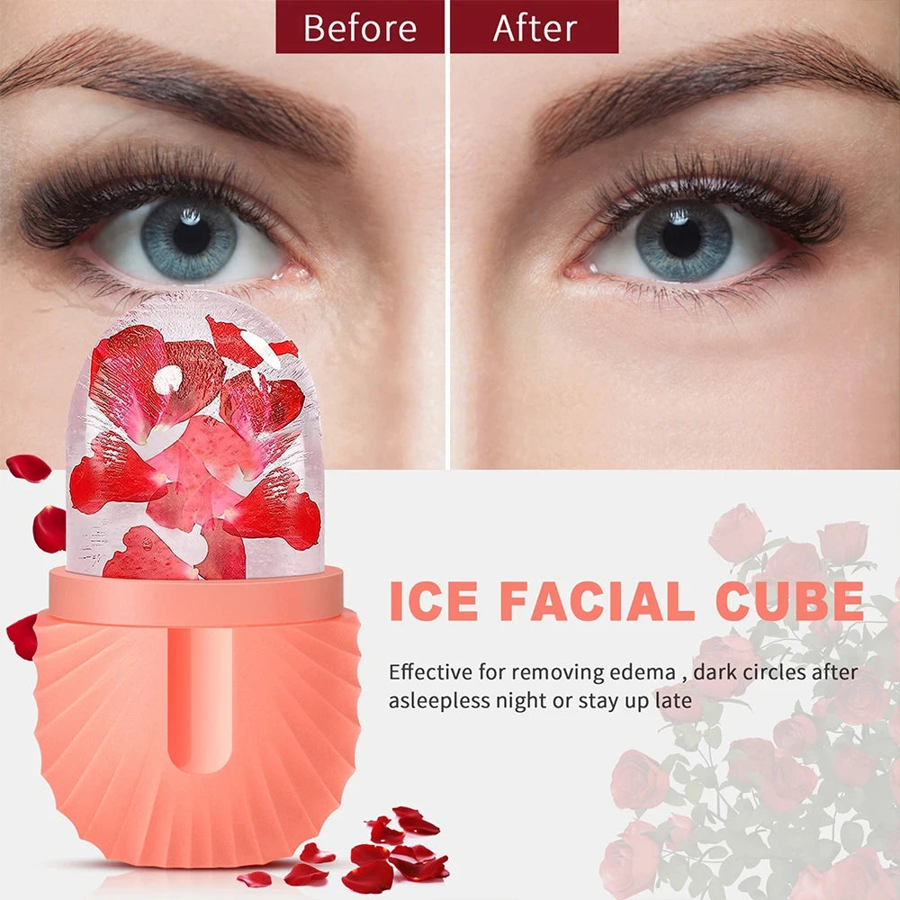 PC Ice Roller For Face Ice Cube Facial Massager Skin Care Silicone Ice Compress Mold V Line Face Lifting Eye Massage Shrink Pores