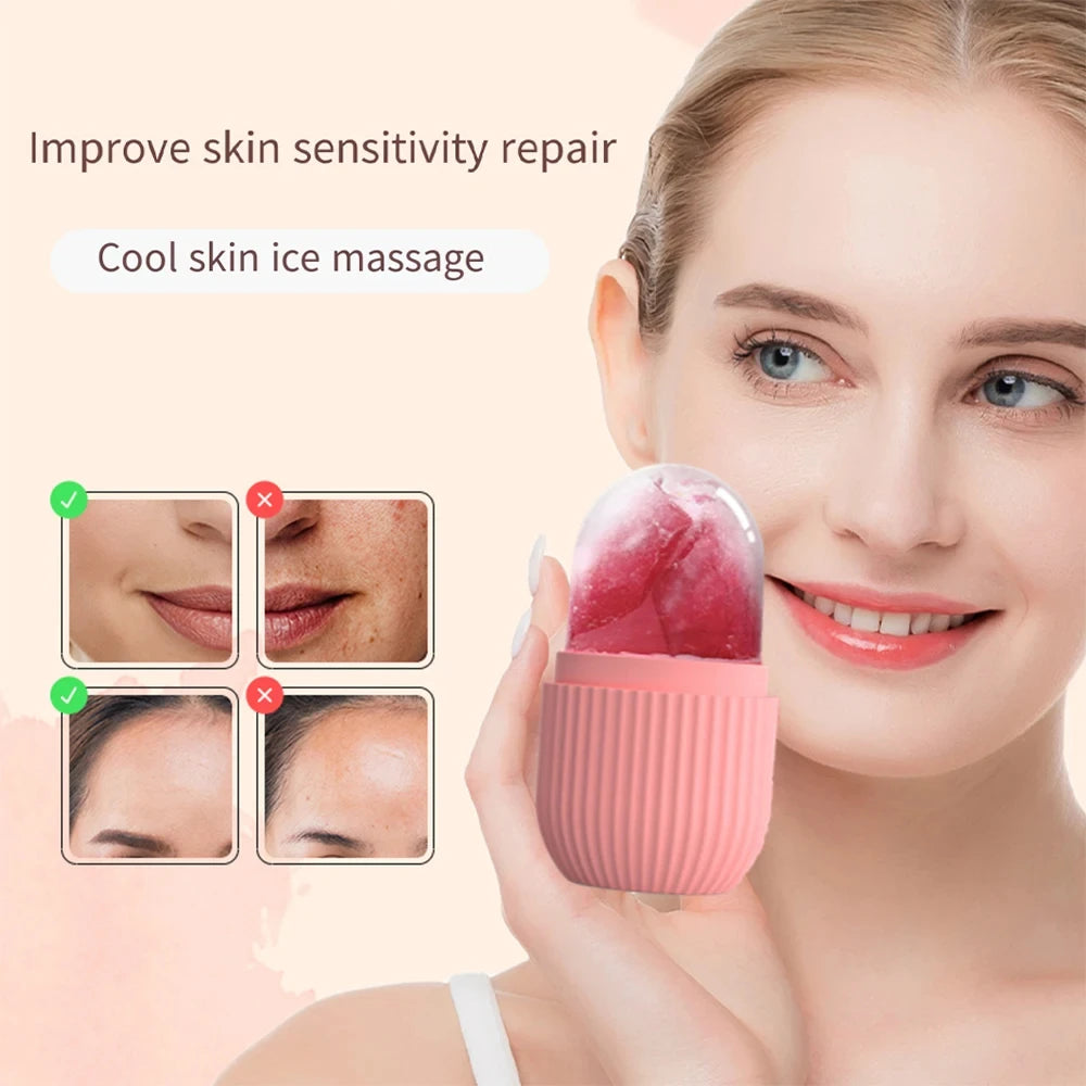 PC Ice Roller For Face Ice Cube Facial Massager Skin Care Silicone Ice Compress Mold V Line Face Lifting Eye Massage Shrink Pores