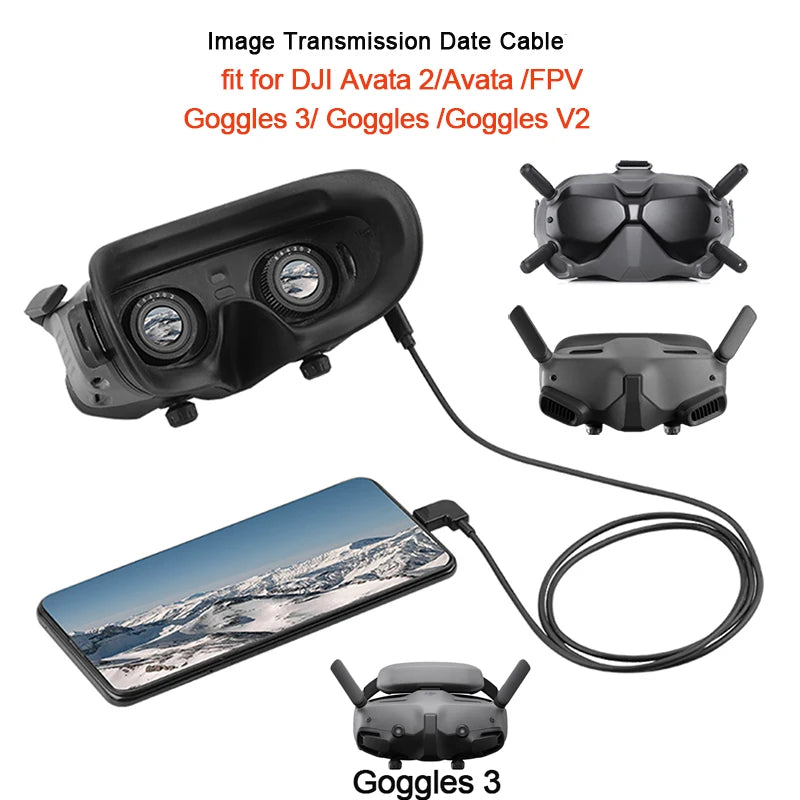 Image Transmission Date Cable  DJI Avata 2/Avata Goggles 3/2 /FPV Goggles V2 Phone/Tablet Adapter 1M Line Drone Accessories