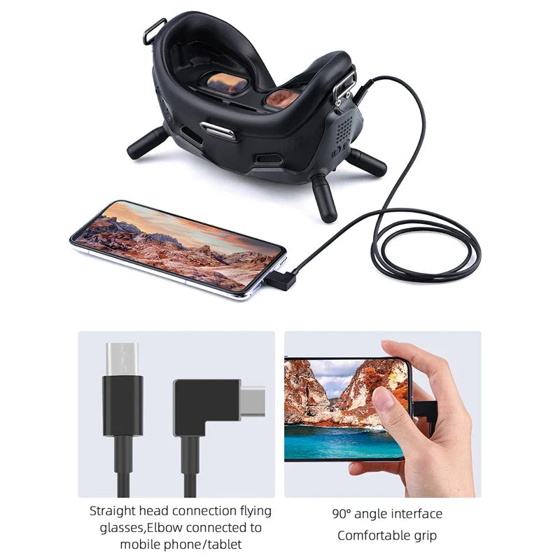 Image Transmission Date Cable  DJI Avata 2/Avata Goggles 3/2 /FPV Goggles V2 Phone/Tablet Adapter 1M Line Drone Accessories