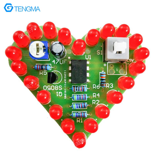 Interesting Heart-Shaped LM358 Breathing Lamp Love Electronic Production Teaching Training DIY Circuit Board Welding Exercise