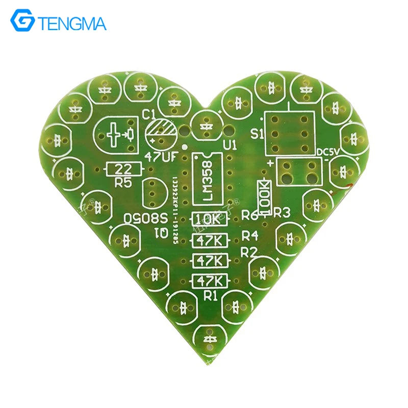 Interesting Heart-Shaped LM358 Breathing Lamp Love Electronic Production Teaching Training DIY Circuit Board Welding Exercise