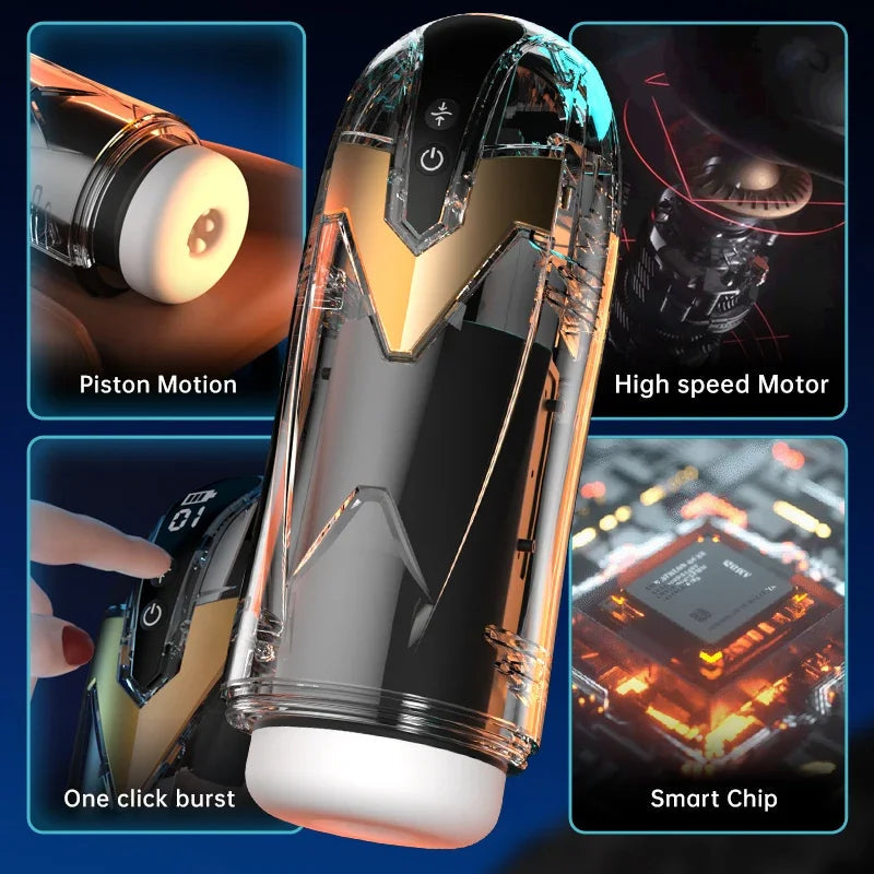 Iron Man heating sound telescopic vibration digital display airplane cup male masturbator adult sex sex product male vibration m gtooza.com