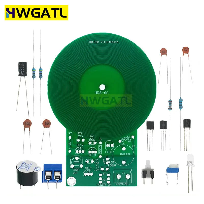 JS-60 DIY Kit Metal Detector Kit Electronic Kit DC 3V-5V 60mm Non-contact Sensor Board Module DIY Electronic Part Metal Detector