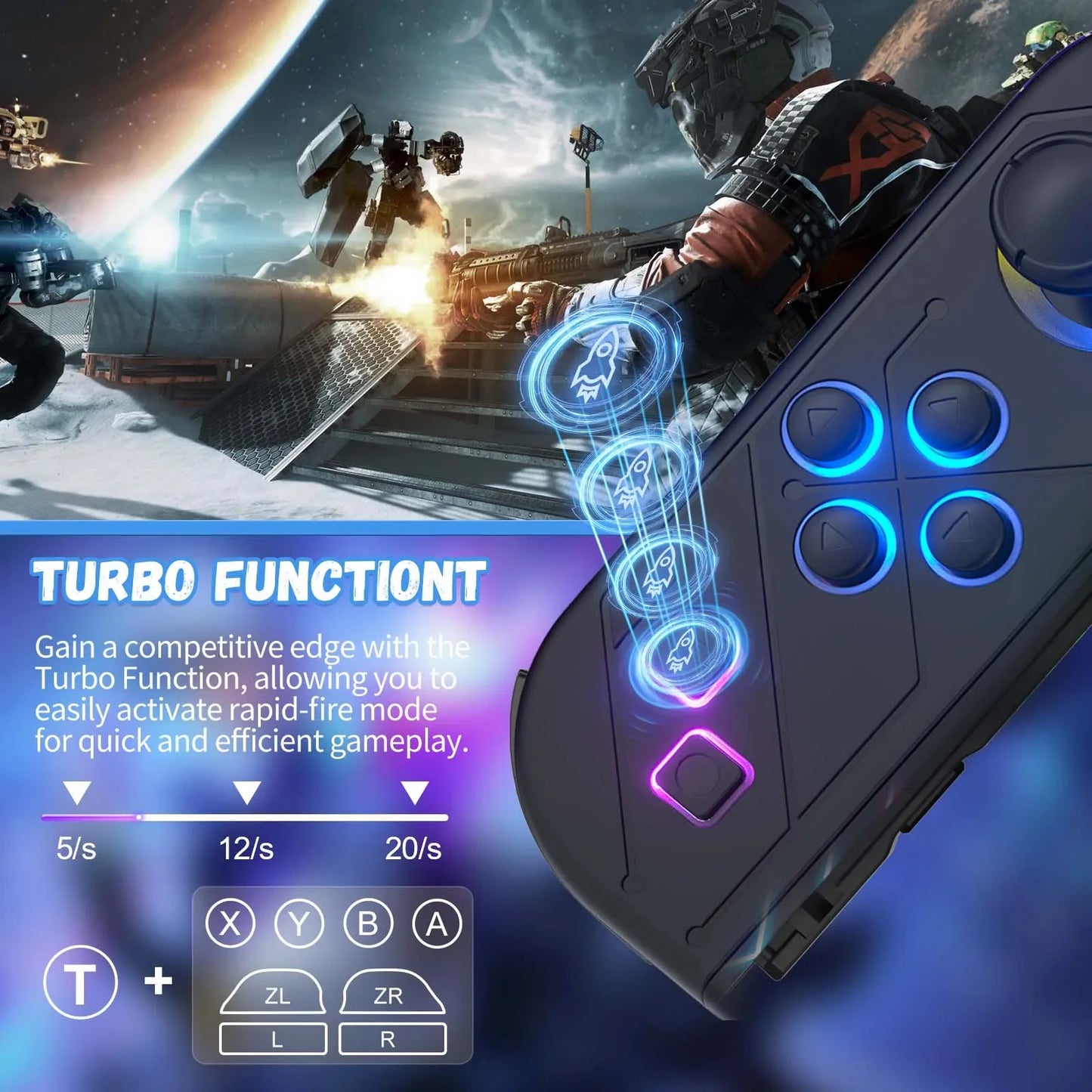 Joy Pad For Nintendo Switch/Led Lite Joystick Wireless RGB Gamepad Controller Grip Support Wake-Up And Turbo Function 6 Axis