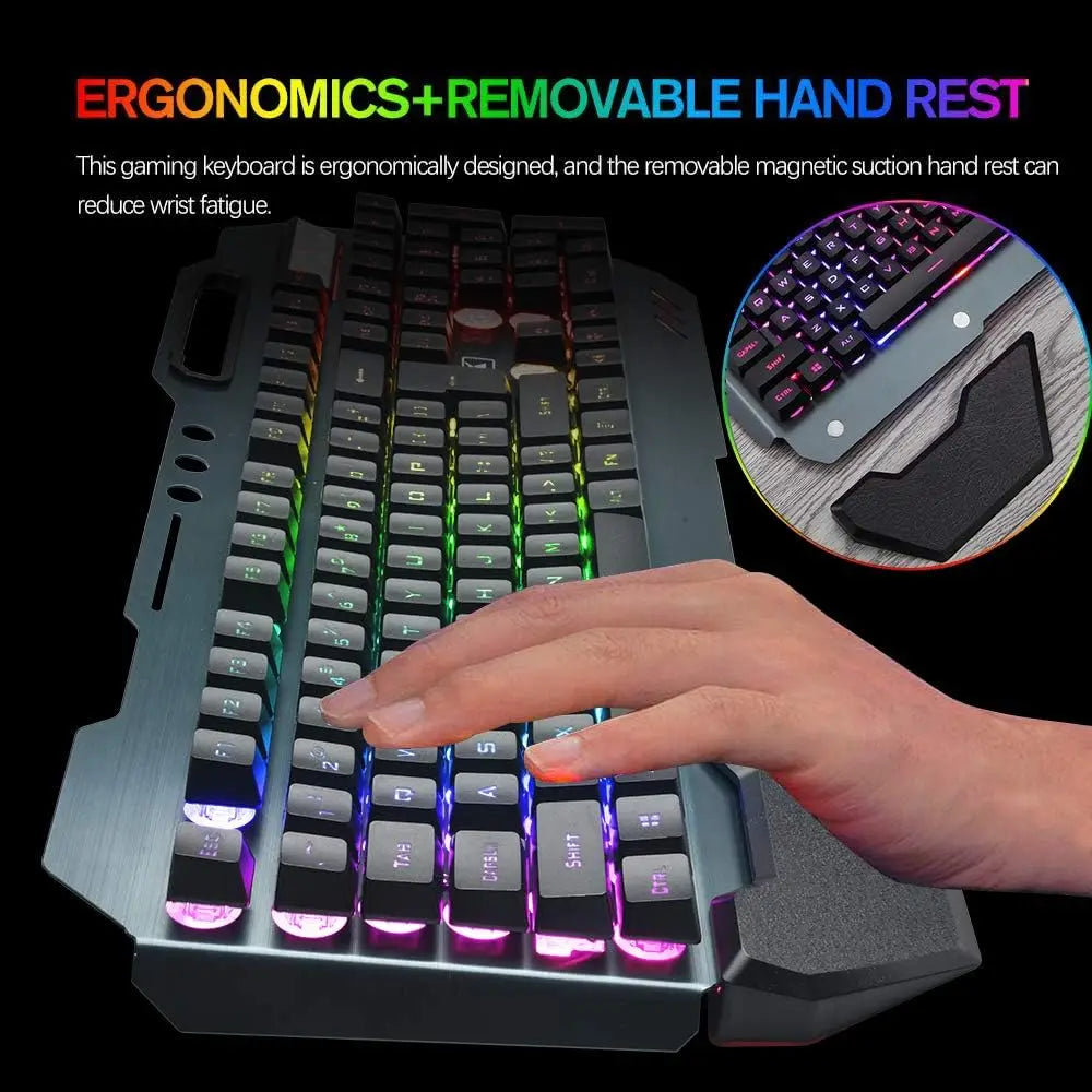 PCK680 Wireless Gaming Keyboard and Mouse Combo,Rainbow LED Backlit Keyboar