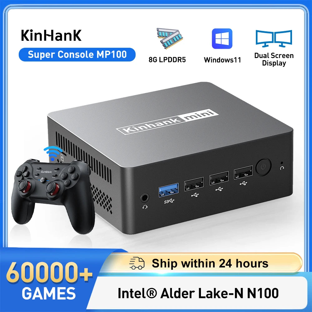 KINHANK Super Console MP100 8GB DDR5 Windows11 Video Game Console 60000+ games 70+Emulators,  SS/WII/GC/MAME/PS3/PS2/Arcade