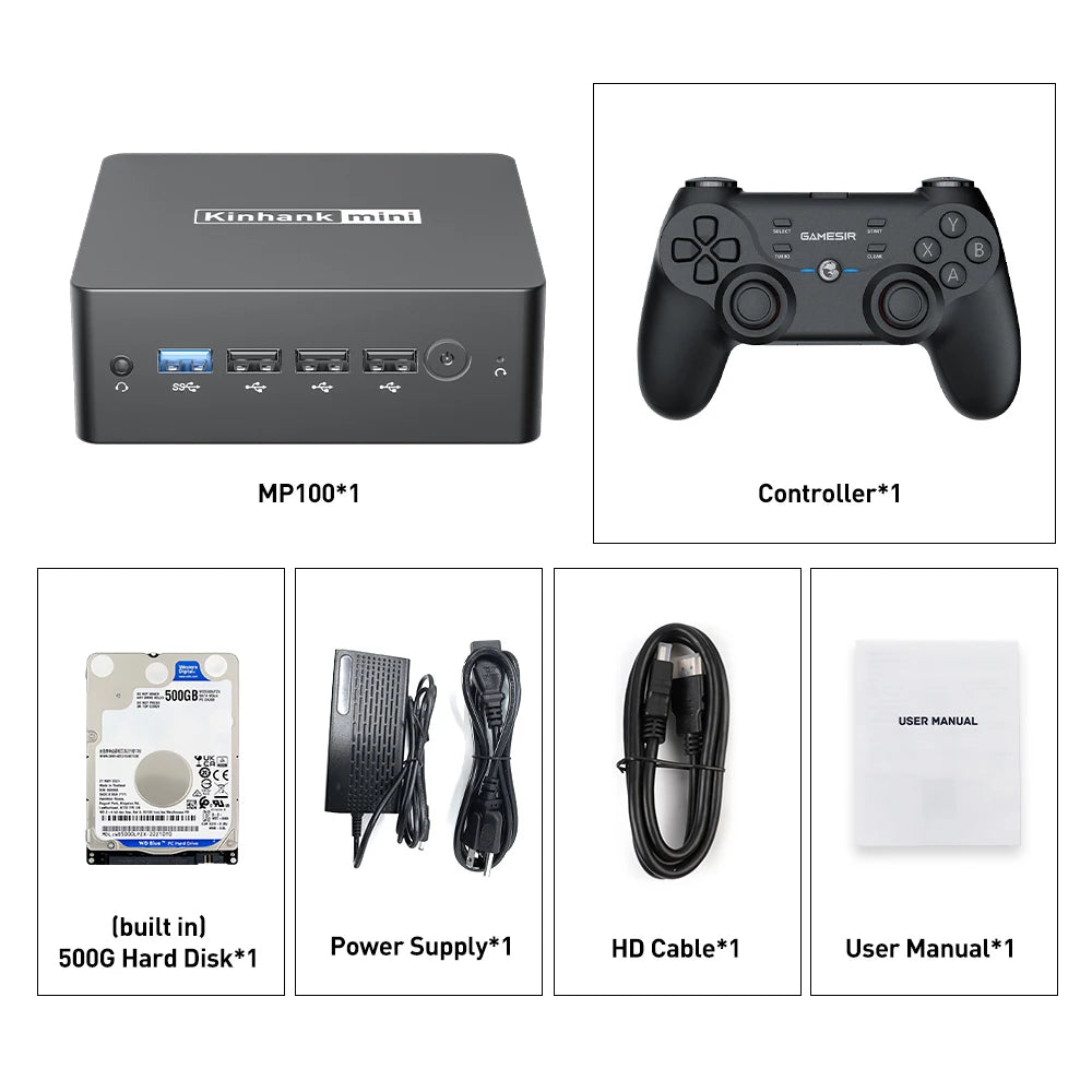 KINHANK Super Console MP100 8GB DDR5 Windows11 Video Game Console 60000+ games 70+Emulators,  SS/WII/GC/MAME/PS3/PS2/Arcade