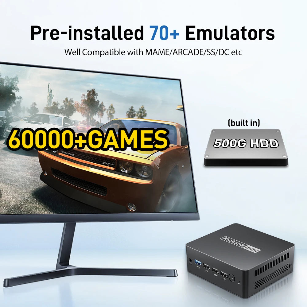 KINHANK Super Console MP100 8GB DDR5 Windows11 Video Game Console 60000+ games 70+Emulators,  SS/WII/GC/MAME/PS3/PS2/Arcade