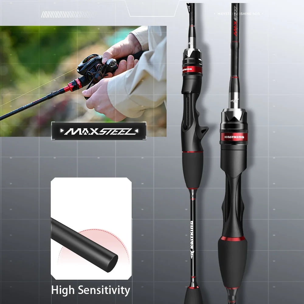 PC KastKing Max Steel Rod Carbon Spinning Casting Fishing Rod with 1.80m 2.