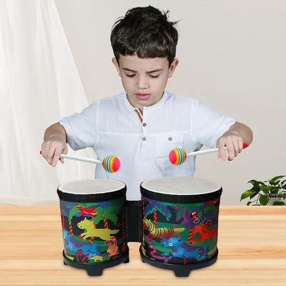 PC Kids Bongos Cute Hand Drum Musical Toy Cute Wooden Musical Instruments W