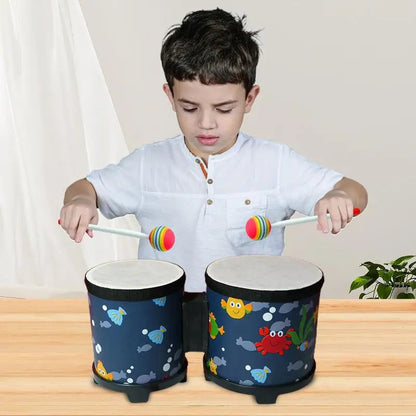 PC Kids Bongos Cute Hand Drum Musical Toy Cute Wooden Musical Instruments W