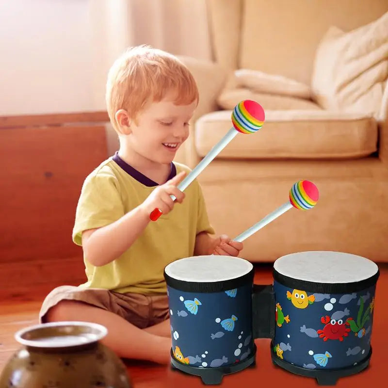 PC Kids Bongos Cute Hand Drum Musical Toy Cute Wooden Musical Instruments W