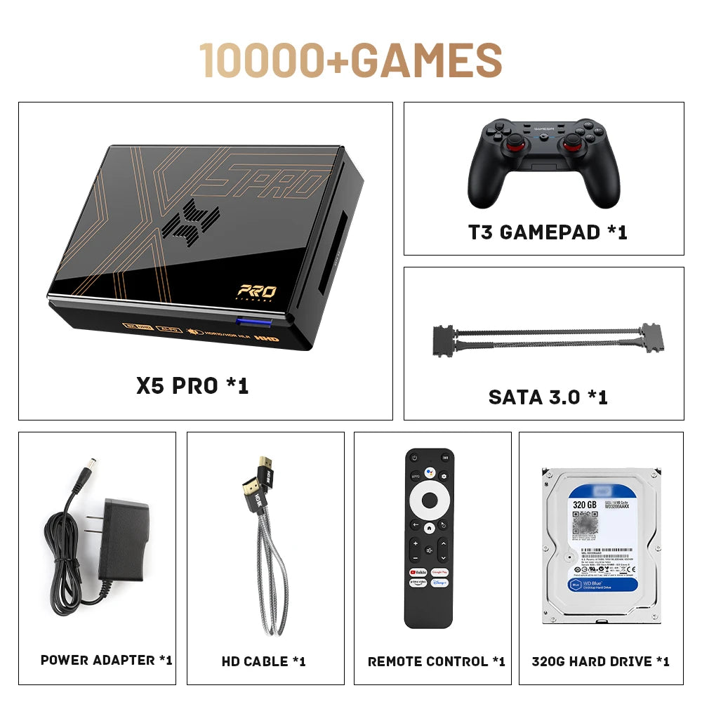 Kinhank Super Console X5 PRO Retro Video Game Consoles Plug and Play 4T with 16000 Games  PS2/WII/SS/DC/N64 Android 12 TV Box