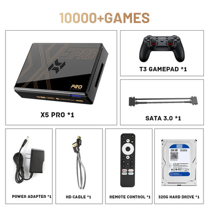 Kinhank Super Console X5 PRO Retro Video Game Consoles Plug and Play 4T with 16000 Games  PS2/WII/SS/DC/N64 Android 12 TV Box