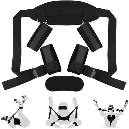 GtoozaKit BDSM Sex Toys Wrist Leg Restraint Strap Padded Hand Ankle Cuffs Women Adult Set  Bed with Blindfold