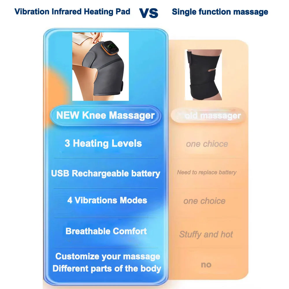 PC Knee Massager With Vibration 4 in 1 Shoulder Knee Elbow Heating Pad legs