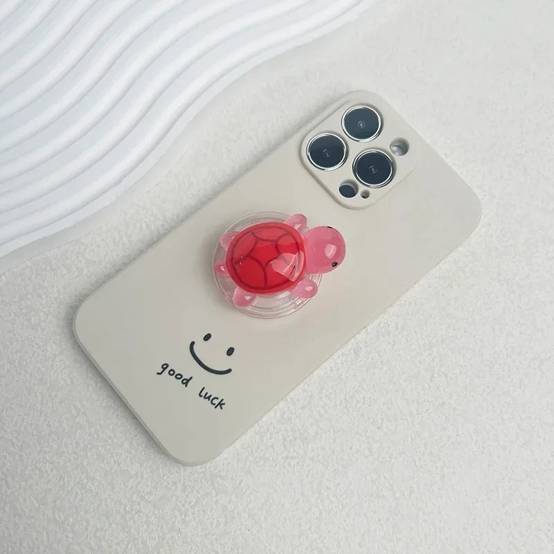 PC Korean Cute Luminous Turtle Phone Holder Griptok Finger Ring Support For iPhone Samsung Cases Grip Tok Socket Bracket Girl Gift