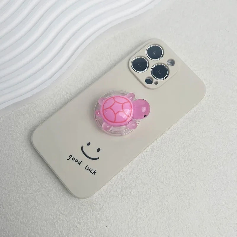 PC Korean Cute Luminous Turtle Phone Holder Griptok Finger Ring Support For iPhone Samsung Cases Grip Tok Socket Bracket Girl Gift