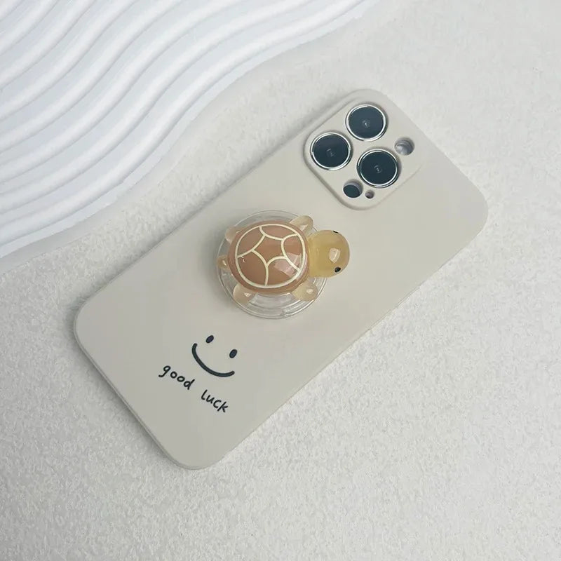 PC Korean Cute Luminous Turtle Phone Holder Griptok Finger Ring Support For iPhone Samsung Cases Grip Tok Socket Bracket Girl Gift