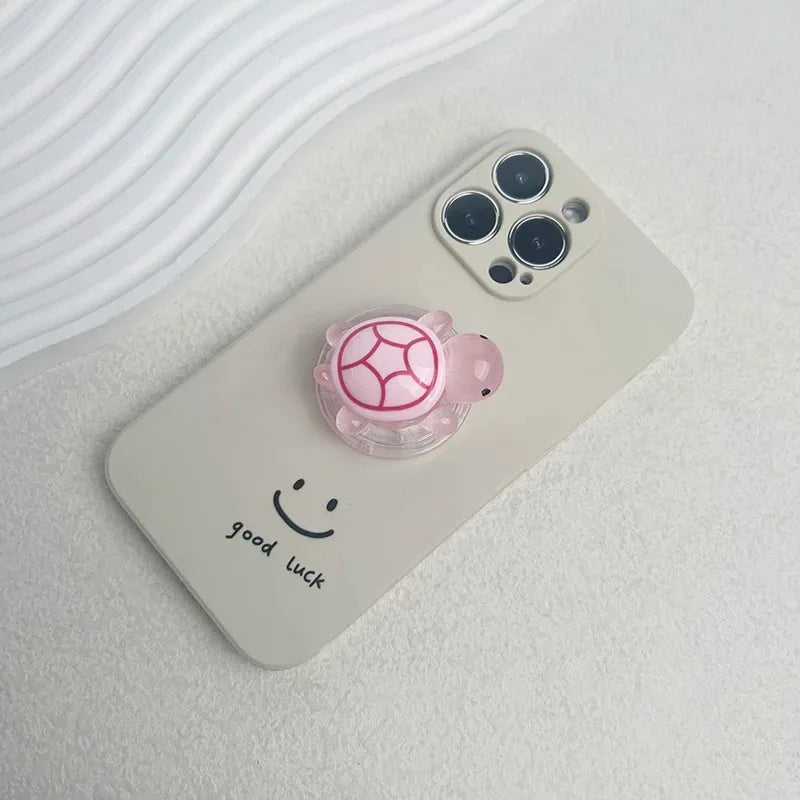 PC Korean Cute Luminous Turtle Phone Holder Griptok Finger Ring Support For iPhone Samsung Cases Grip Tok Socket Bracket Girl Gift