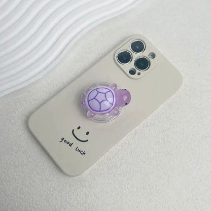 PC Korean Cute Luminous Turtle Phone Holder Griptok Finger Ring Support For iPhone Samsung Cases Grip Tok Socket Bracket Girl Gift