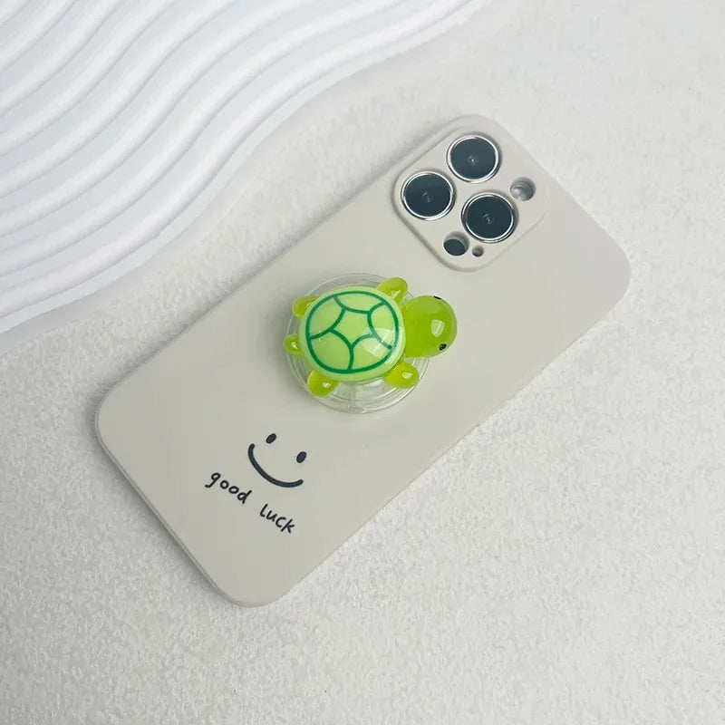 PC Korean Cute Luminous Turtle Phone Holder Griptok Finger Ring Support For iPhone Samsung Cases Grip Tok Socket Bracket Girl Gift