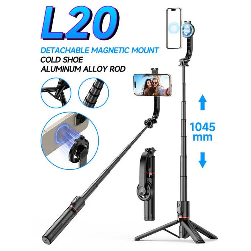 PCL20 Magnetic Tripod and Selfie Stick 1045mm Extendable Portable Handheld