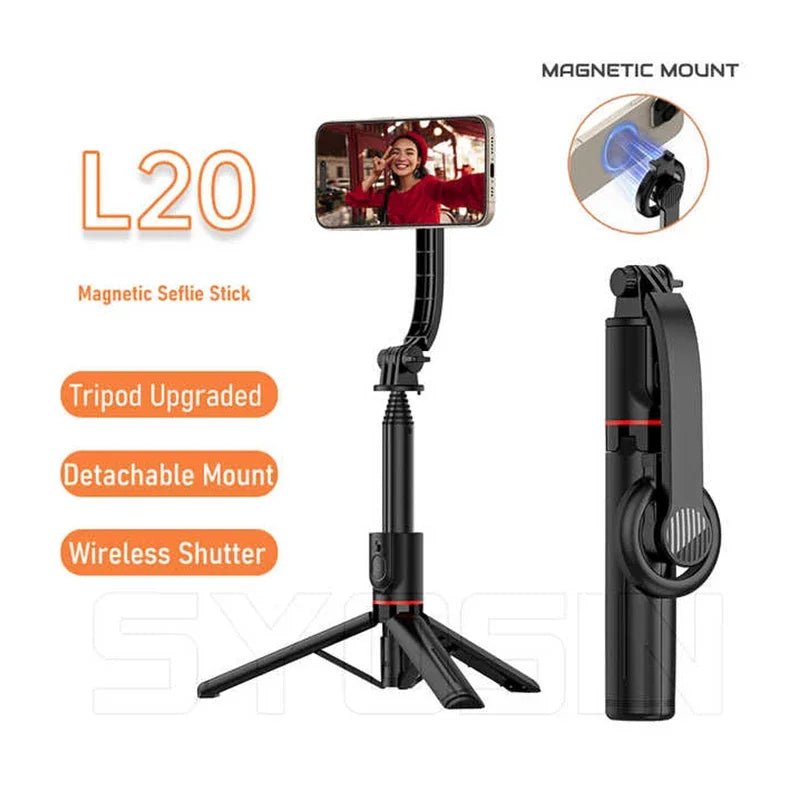 PCL20 Magnetic Tripod and Selfie Stick 1045mm Extendable Portable Handheld