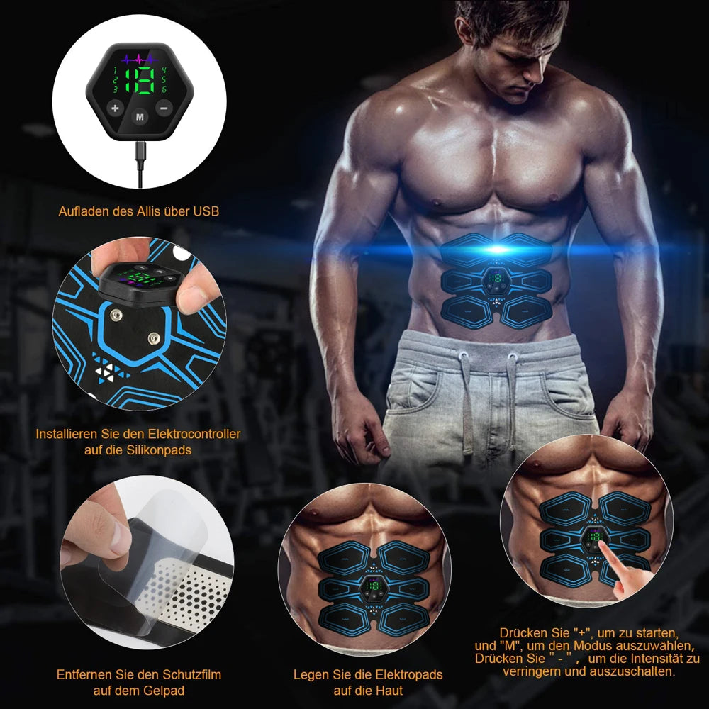 PC LCD Display Muscle Stimulator EMS Abdominal Hip Trainer Toner USB Abs Fi