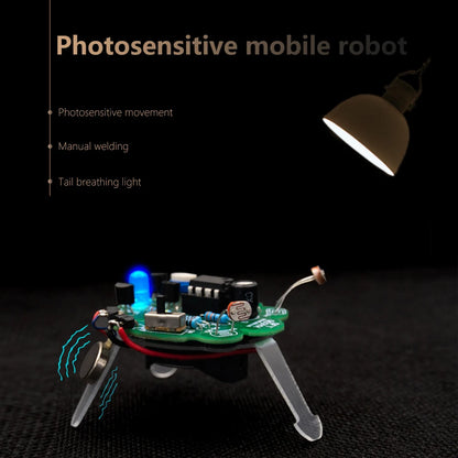 LED Breathing Light Photosensitive Sensor Mobile Robot Part Electronic Soldering DIY Kit Simulated Firefly Flashing Robot Toy