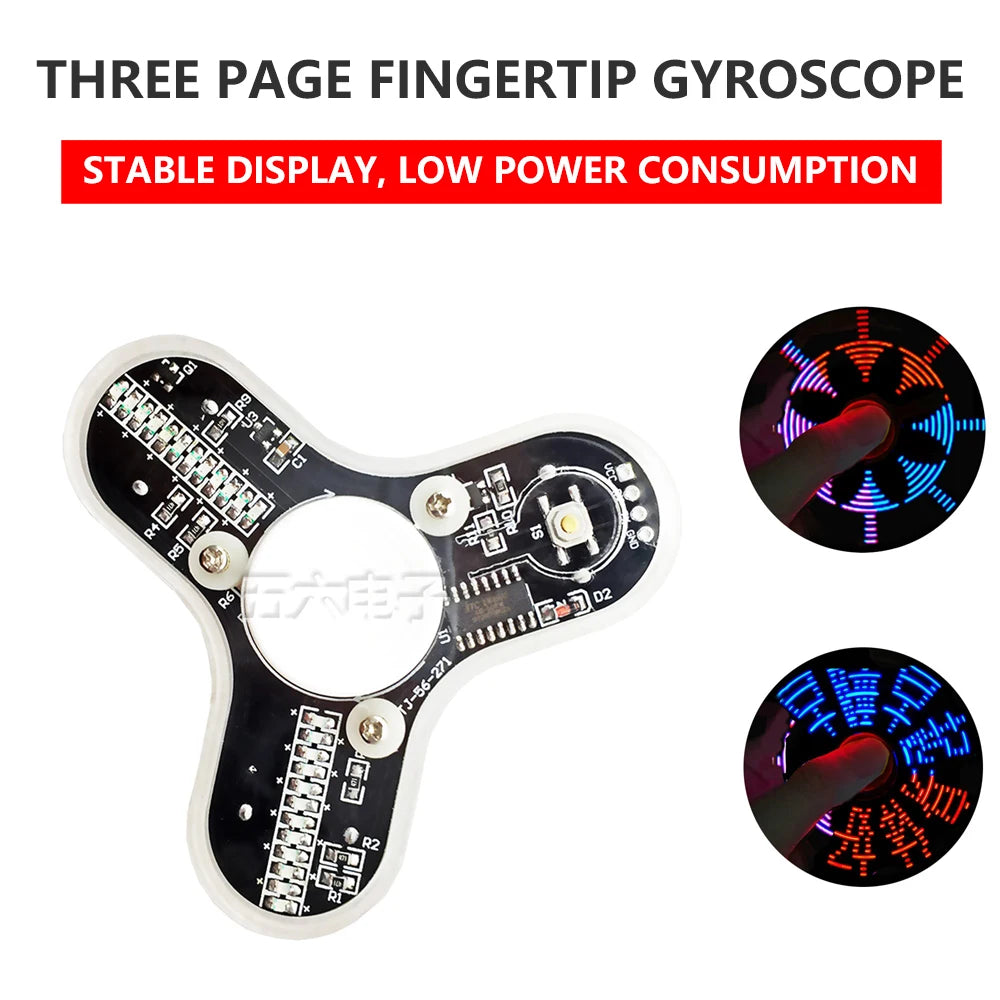 LED Fidget Spinner Luminous Display Three Lobe Digital Gyro Electronic DIY Production Welding Kit