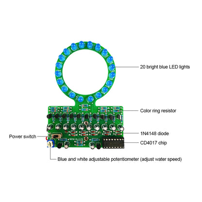 LED Running Light DIY Electronic kit CD4017 Ring Fade With Adjustable Potentiometer For Soldering LED Flashing Lights