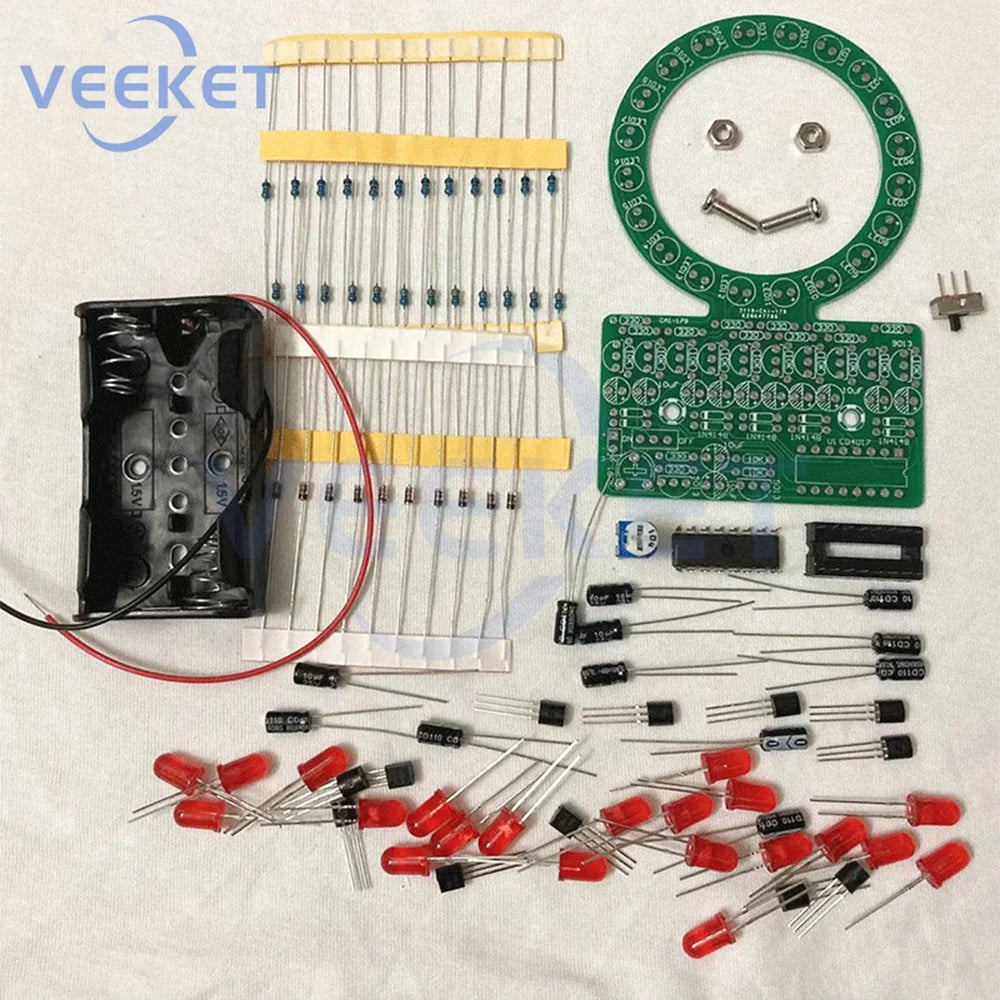 LED Running Light DIY Electronic kit CD4017 Ring Fade With Adjustable Potentiometer For Soldering LED Flashing Lights