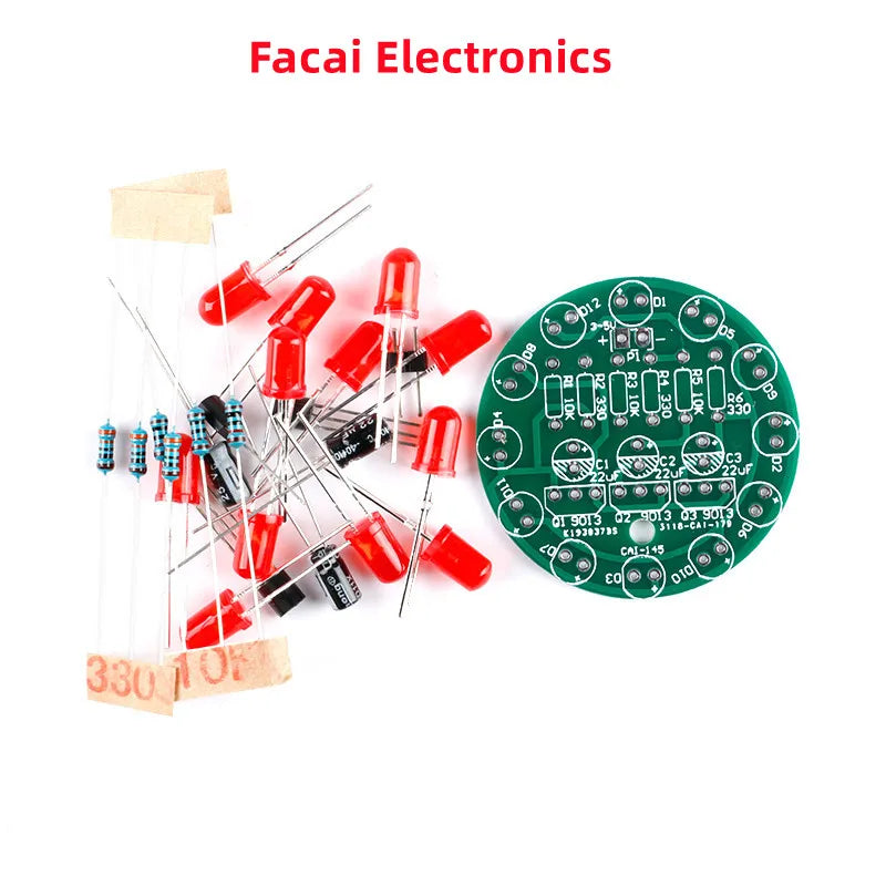 LED Water Light LED Round Water Light Production Kit for Skill Training Soldering Practice Parts Diy Electronic Kit Set