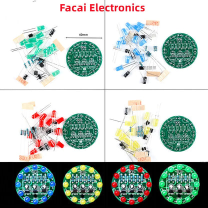 LED Water Light LED Round Water Light Production Kit for Skill Training Soldering Practice Parts Diy Electronic Kit Set