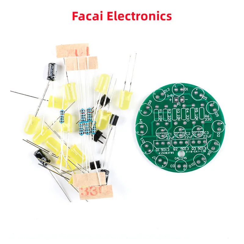 LED Water Light LED Round Water Light Production Kit for Skill Training Soldering Practice Parts Diy Electronic Kit Set