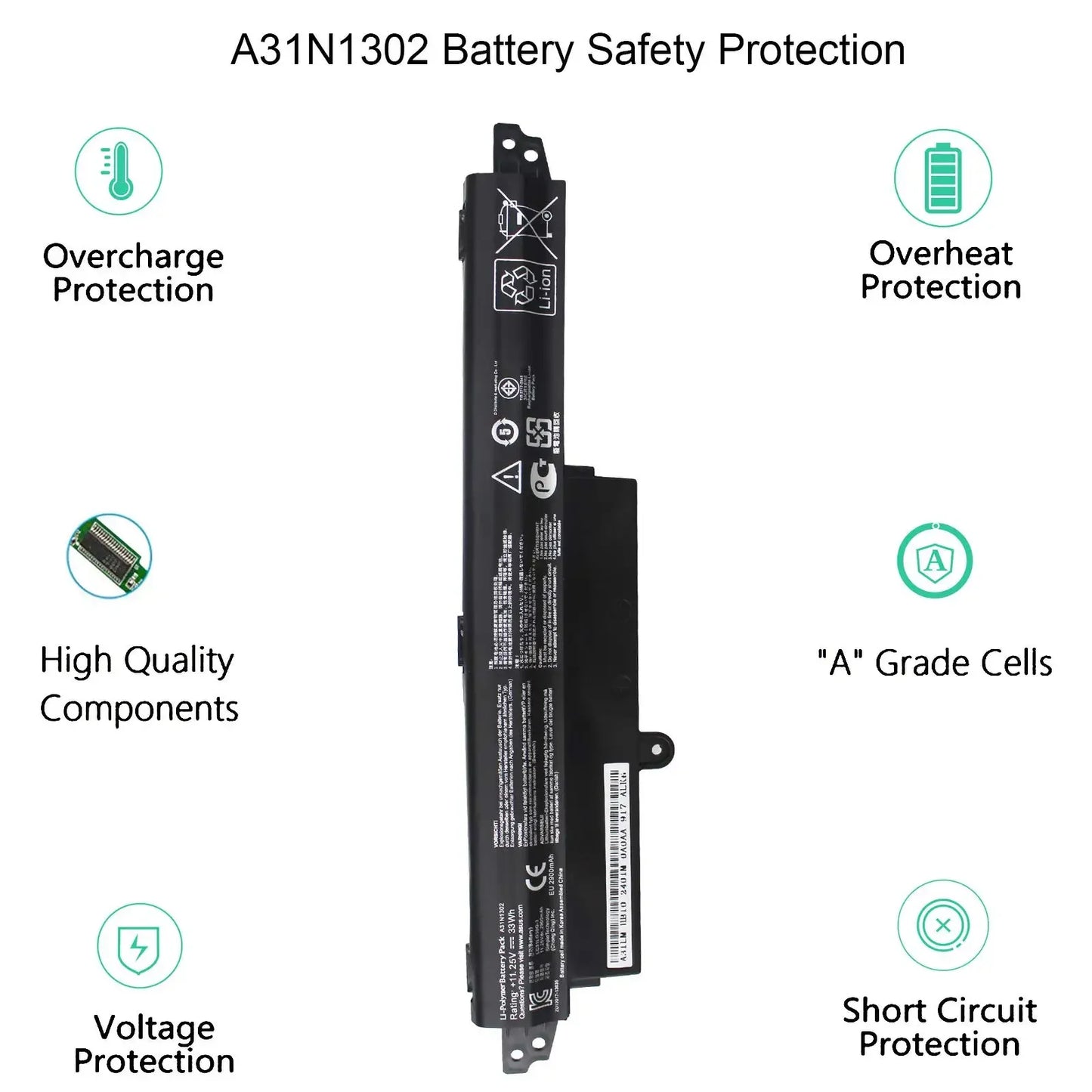 PC Laptop Battery  Asus Vivobook X200CA X200M X200MA F200CA 11.6"Series Notebook MA Ultrabooks A3INI302 A31N1302 A31LMH2 A31LM9H