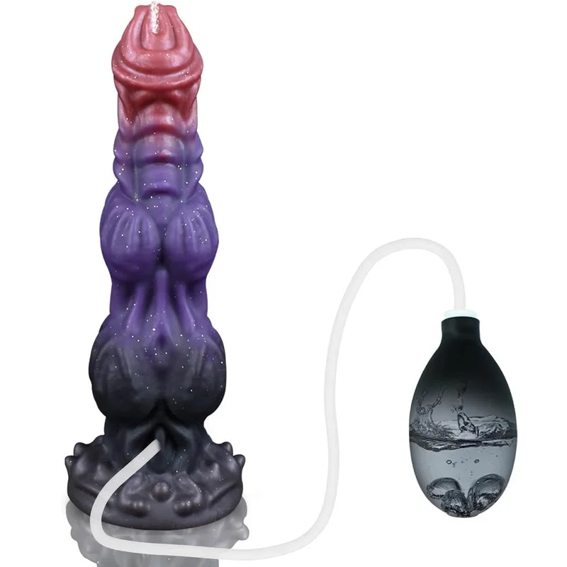 Gtooza_Large Dog Knot Ejaculating  With Suction Cup Spray Function Silicone Animal s Squirting Penis Sex Toys  Women Men gtooza.com