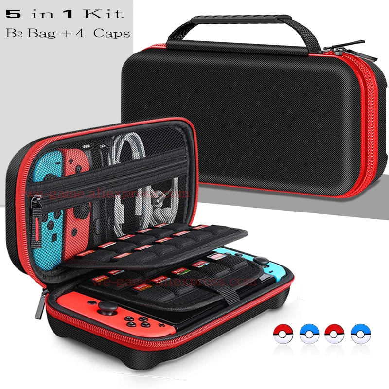 Large Nylon Hard Case High Quality Carrying Storage Bag for Nintendo Switch OLED Original Accessories with 20 Game Card Slots